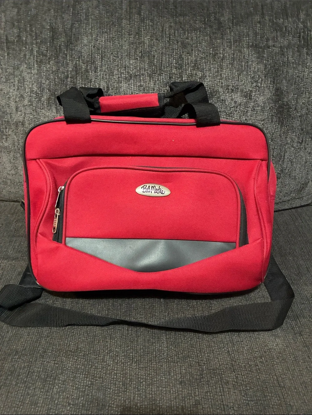 Vintage Bob Mackie Red Travel luggage/Shoulder Red Bag with Black Accents